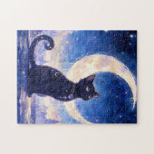 Puzzle du Chat Noir au Clair de Lune (Horizontal)