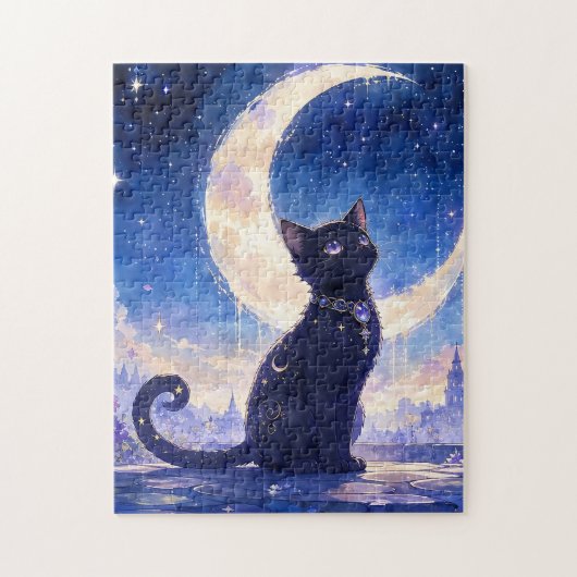 Puzzle du Chat Noir au Clair de Lune (Vertical)