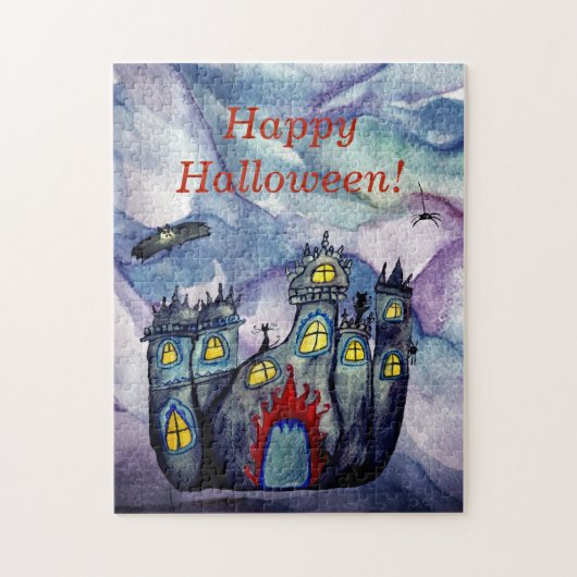 Puzzle du château d'Halloween avec boîte cadeau (Vertical)