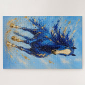 Puzzle du cheval en or bleu royal (Horizontal)