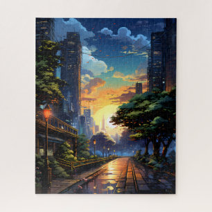 Puzzle du coucher du soleil de ville