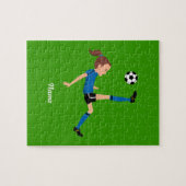 Puzzle du footballeur de la fille avec l'étain (Horizontal)