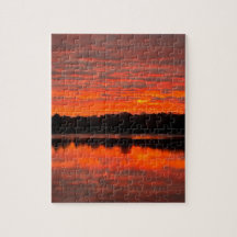 Puzzle du lever de soleil sur le lac Lyon dans le
