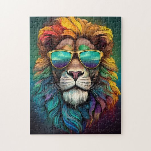 🧩 Puzzle du Lion Arc-en-Ciel (Vertical)