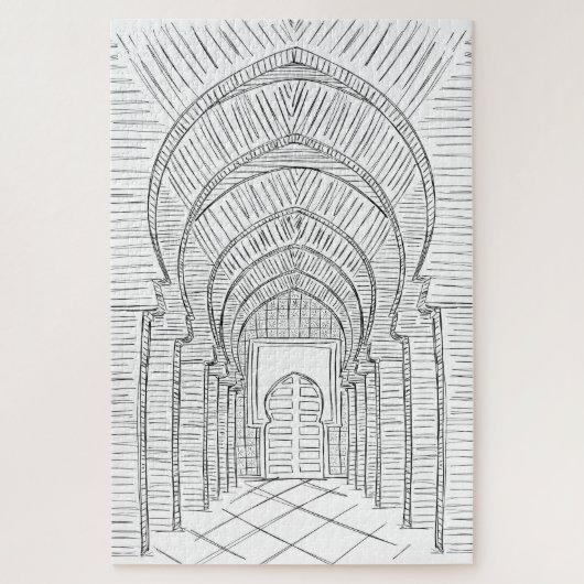 Puzzle du Maroc noir et blanc dessiné à la main (Vertical)