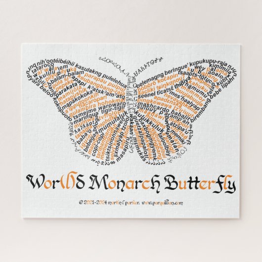 Puzzle du papillon monarque World Word (Horizontal)