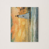 Puzzle du phare blanc et coucher de soleil (Vertical)