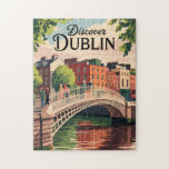 Puzzle Dublin Irlande Illustration Travel Art Vintage<br><div class="desc">Design de voyage vectoriel rétro de Dublin. Ses bâtiments historiques comprennent le château de Dublin datant du XIIIe siècle et l'imposante cathédrale Saint-Patrick,  fondée en 1191.</div>