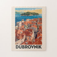Dubrovnik Croatie Illustration Voyage Art Vintage
