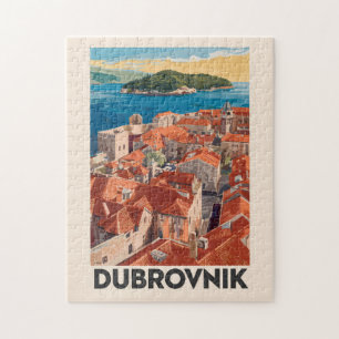 Puzzle Dubrovnik Croatie Illustration Voyage Art Vintage