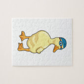 Puzzle Duck at Swimming with Swimming goggles (Horizontal)