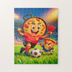 Puzzle Duel de football entre paella espagnole et pizza i