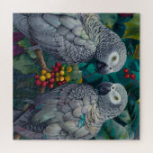 Puzzle Duet de kakis-baies de perroquet gris africain (Horizontal)