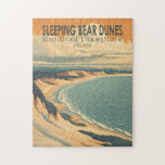 Puzzle Dunes de l'ours couchage National Lakeshore Art de<br><div class="desc">Dormir Bear Dunes dessin vectoriel design. Le parc est connu pour les immenses dunes extensibles de la Dune Climb. Les plages comprennent Platte River Point,  où la rivière se jette dans le lac.</div>