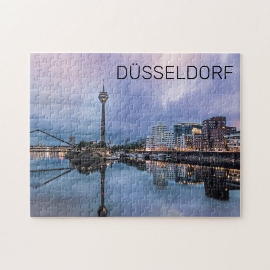 Puzzle Dusseldorf Skyline Allemagne Holiday Sunset Souven (Horizontal)
