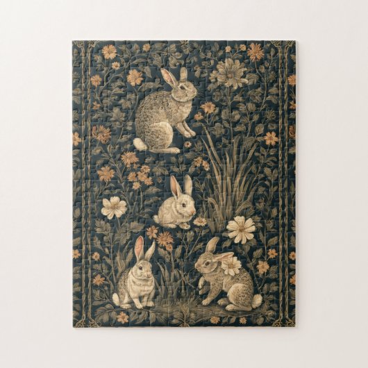 Puzzle Easter Bunny William Morris Art & Craft Style Chic (Vertical)