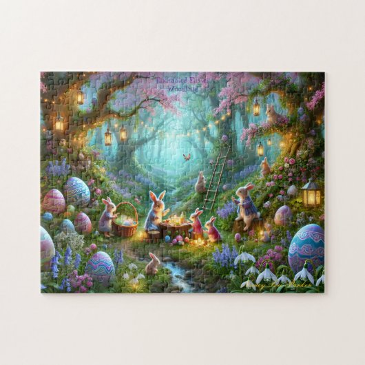 Puzzle Easter Woodland, Enchanted Forest, Spring Bunnies (Horizontal)