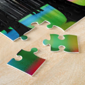 Puzzle Eau arc-en-ciel remplissant Forêt noire et blanche (Côté)