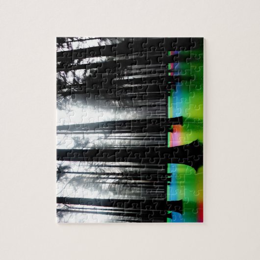 Puzzle Eau arc-en-ciel remplissant Forêt noire et blanche (Vertical)