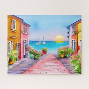 Puzzle Eau Sunset Village du bord de mer