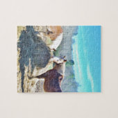 Puzzle Ébauche secourue Chevaux mangeant foin (Horizontal)