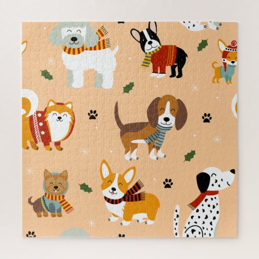 Puzzle Écharpes festives d'hiver pour chiots (Vertical)