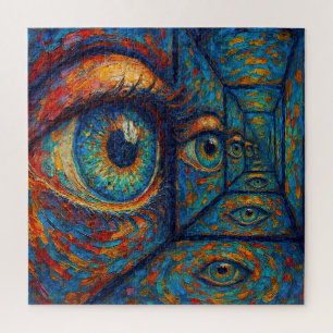 Puzzle "Echoes in the Iris" - Un portrait surréaliste