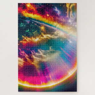 Puzzle Éclairage arc-en-ciel à travers les nuages spatiau