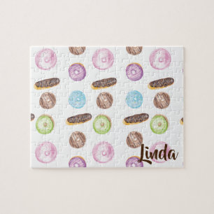 Puzzle Éclairs Gâteaux Donuts Aquarelle Colorés
