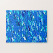 Puzzle École de poisson, bleu foncé, blanc et turquoise (Horizontal)