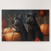 Puzzle Écossais Terrier Chiot Automne Citrouille délice (Horizontal)