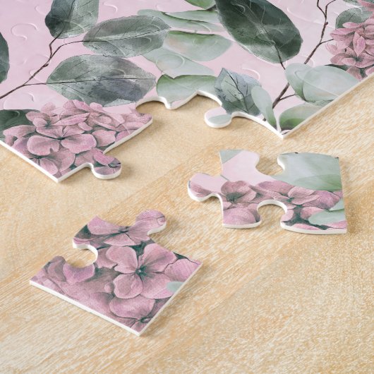 Puzzle Écriture chrétienne Aquarelle Oiseau Fleurs Nom J (Côté)