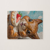 Puzzle Écureuil Adorable Avec Gâteau Aux Fraises (Horizontal)