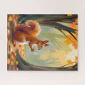 Puzzle Écureuil de forêt | Aquarelle d'animal d'automne A (Horizontal)