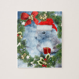 Puzzle Écureuil de Noël avec casse-tête de couronne de fê