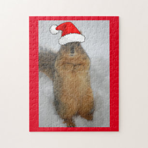 Puzzle Écureuil de Noël avec le chapeau de Noël