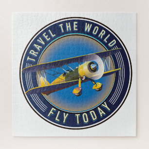 Puzzle Écusson de voyage Fly Today voyage autour du monde