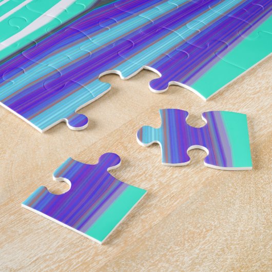 Puzzle Edgy Blue Purple Cyan Chevron Art Imprimer (Côté)