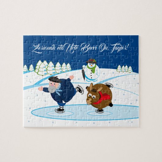 Puzzle Edit, Christmas / Navidad, Olentzero patinage sur (Horizontal)