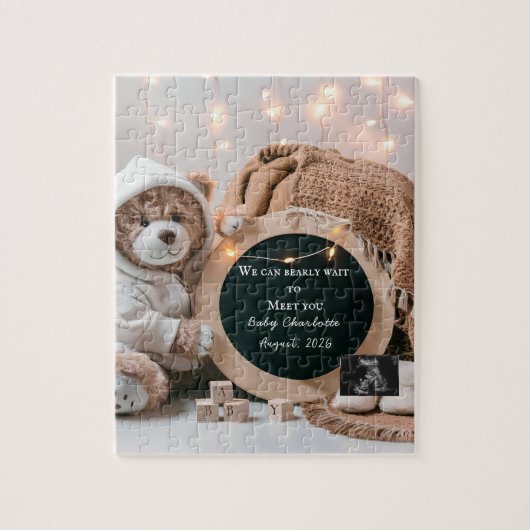 Puzzle Editable neutral pregnancy announcement  (Vertical)