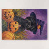 Puzzle Éffrayant Affenpinscher Halloween sorcière et Citr (Horizontal)