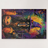 Puzzle Éffrayant Afghan Hound Halloween sorcière et Citro (Horizontal)