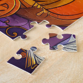 Puzzle Éffrayant Chih Tzu Chien Halloween sorcière et Cit (Côté)
