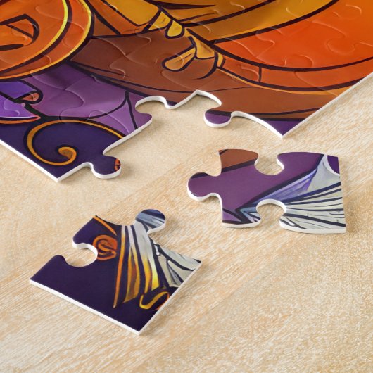 Puzzle Éffrayant Chih Tzu Chien Halloween sorcière et Cit (Côté)