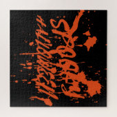 Puzzle Éffrayant Halloween Splash Rétro Rouge Orange Horr (Horizontal)