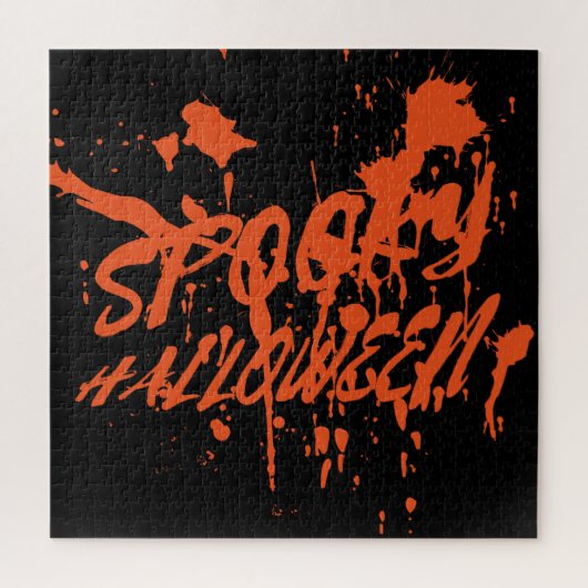 Puzzle Éffrayant Halloween Splash Rétro Rouge Orange Horr (Vertical)