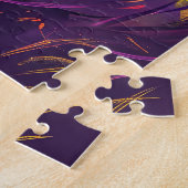Puzzle Éffrayant Keeshond Chien Halloween sorcière et Cit (Côté)