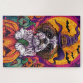 Puzzle Éffrayant Malti Tzu Chien Halloween Sorcière Et Ci (Horizontal)