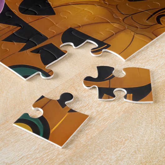 Puzzle Éffrayant Pekingese Chien Halloween sorcière et Ci (Côté)