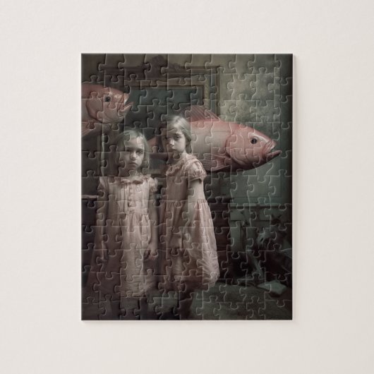 Puzzle Effrayant Poisson rose jumeaux Horreur (Vertical)